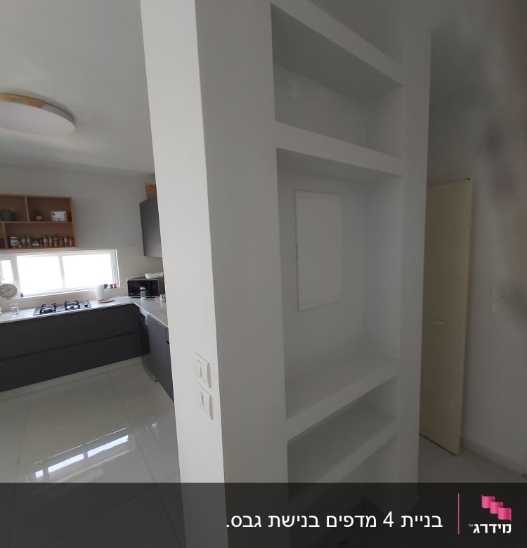 מדפי גבס לבנים מובנים בקיר